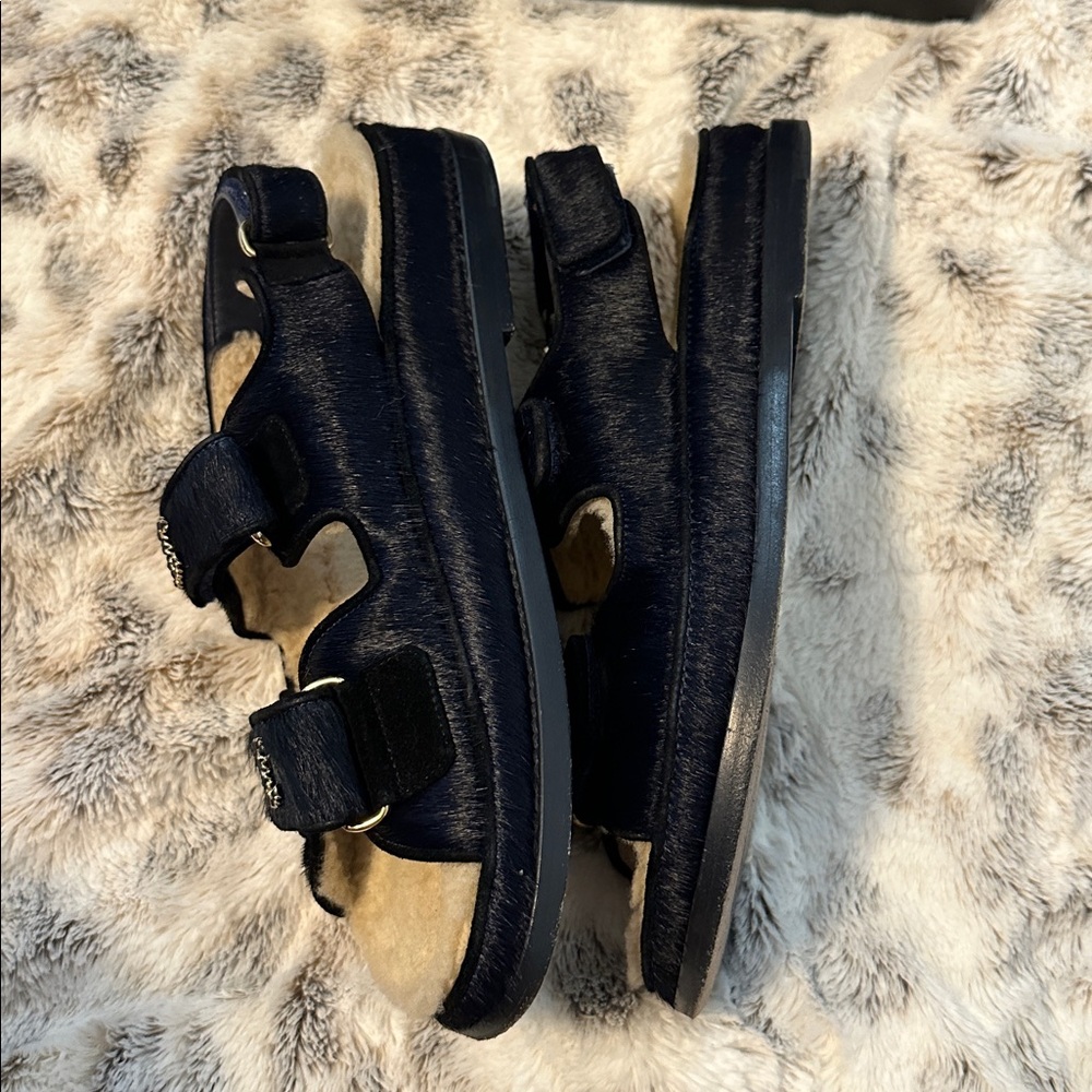 CHANEL Black Sandals with Silver Logo - Picture 2 of 3